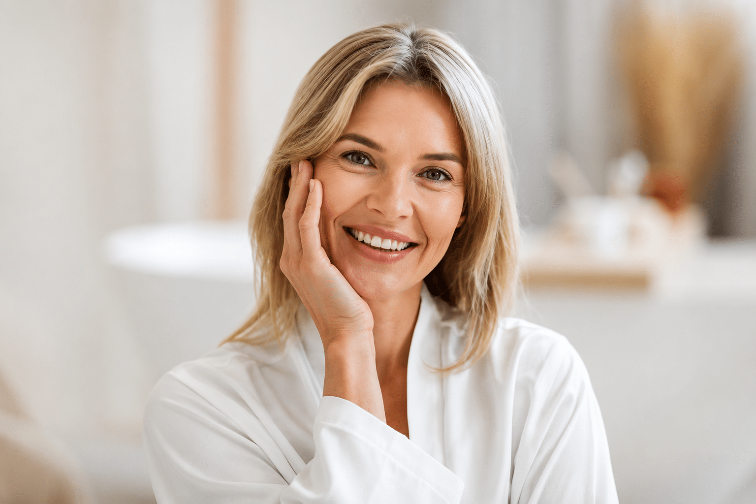 Mature woman with nice facial volume after trying LipoDerma treatment